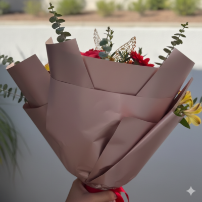 Ramo de Gerbera Roja y Tonos Vibrantes