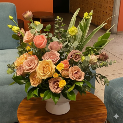 Arreglo de Rosas Malva y Durazno